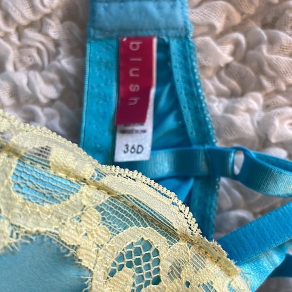 Blue & Yellow Satin Finish Bra - Picture 5 of 8